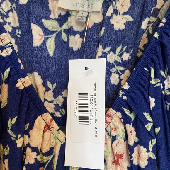 Blue Floral Cut Out Dress - Picture 2 of 3